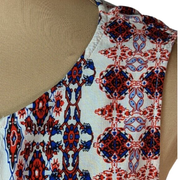 ARTISAN NY  Keyhole Tassel Tie Neckline Sleeveless Boho Print Rayon Top - Picture 6 of 11